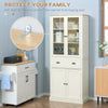 Kitchen Cupboard, 5-tier Storage Cabinet with Adjustable Shelves Drawer, Cream