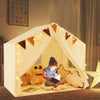 3-4 Kids Large Play Tent House Kids Play Tent w/Star Lights-Beige