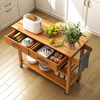 Kitchen Island on Wheels Storage Trolley Cart Drawer Shelves Countertop Brown