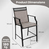 2 PCS Outdoor Patio Chair Fabric Bar Stool Metal Frame Counter Height Chairs