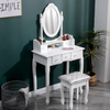 Dressing Table Set With Mirror Stool Five Drawer Makeup Vanity Bedroom Desk