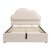 4ft6 Double Ottoman Storage Bed with Cloud Shaped Upholstered Headboard, Beige