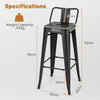 Bar Stools Set of 4 Metal Frame Counter Height Barstool w/ Removable Backrest