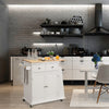 Kitchen Island Rolling Storage Cabinet Trolley Cart Adjustable Shelves 2 Drawers