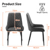 Set of 2 Dining Chairs Faux Leather PU Cushion Padded Seat Metal Legs Restaurant