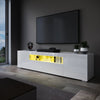 200cm High Gloss White TV Stand Cabinet Unit Doors Storage with RGB LED Cupboard