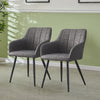 Pair Of Light Grey Dininig Chairs Faux Leather Armchairs Metal Legs Restaurant
