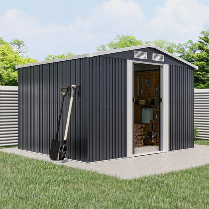 6x 8ft Shed Galvanized Metal Storage Garden Shed Tools Bicycle Store Anthracite