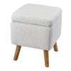 Teddy Fleece Ottoman Storage Seat Footstool Dressing Vanity Chair w/Wood Legs