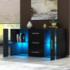 Cabinet Sideboard Living Room Buffet Cupboards 3 Drawer 2 Door with LED Lights