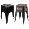 SOLID WOOD TOP SQUARE METAL DINING TABLE WITH 2/4 CHAIRS STOOL INDUSTRIAL STYLE