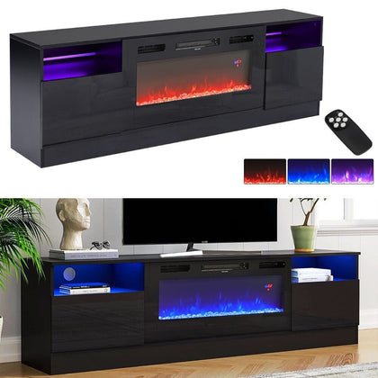 70inch TV Stand Cabinet Unit W/12LED Lights Insert 32