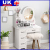 Led Light Vanity Dressing Table Set Bedroom Makeup Desk With Mirror 4 Drawers