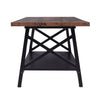 2 Tiers Coffee Table Black Storage Shelf Rack Industrial Style Rustic Wood Unit