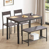 Wood Dining Table and 2 Chair with Bench 4 in 1 Restaurant Kitchen Furniture Set