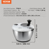 Stainless Steel Salad Spinner 4.75Qt Large Vegetable Dryer Washer BPA-Free