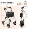 ightweight Foldable Rolling Walker for Seniors with Storage Basket-White