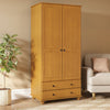 Pine 2-Door Double Wardrobe with Drawers - Hampton HPT014