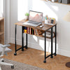 80 cm Foldable Computer Desk on Wheels for Small Spaces Rustic Brown