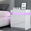 Modern Wooden Finish with Drawers Lift Bedside Table Nightstand RGB LED Light UK