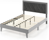 Double Bed Frame Upholstered Velvet Headboard Slatted Base Modern Bedroom Luxury