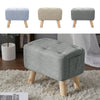 Linen Footstool Footrest Ottoman Pouffe Padded Rectangle Seat Chair w/ Wood Legs