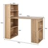 Computer Desk Wooden PC Laptop Table Writing Workstation 6-Tier Storage Shelves