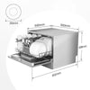 6.5L Silver Tabletop Compact Dishwasher LED Display, Energy Saving