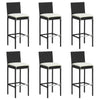 7 Piece Garden Bar Set with Cushions Black Poly Rattan vidaXL