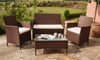 4PC Brown Rattan Garden Furniture Set – Outdoor Sofa Chairs Table + Rain Cover