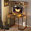 Gunji LED Gaming Desk 120cm PC Table with Monitor Stand & Socket Storage Shelves