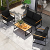 Metal Conversation Sofa Set Sectional Outdoor Seating-Black