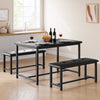 Dining Table Set for 4, Kitchen Table and Upholstered Benches Black