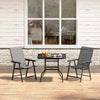 Black Garden Table 80cm Square Patio Bistro Glass Top Dining Table &Parasol Hole