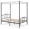 Double Size Metal Canopy Bed Frame 4-Poster Modern Platform Wooden Slat Support