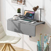 80 x 60 cm Drop-Leaf Floating Writing Desk Wall Mounted Folding Table-Grey