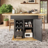 Extendable Dining Table with Wooden Effect Worktop Storage Cabinet Kitchen Table