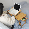Bamboo Laptop Desk Stand Foldable Leg W/Drawer Notebook Sofa Bed Table Tray UK