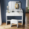 Dressing Table Makeup Desk with LED Light Mirror Drawer Stool Bedroom Vanity Set