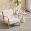 NEW Wooden Frame Reading Armchair Teddy Fleece Single Sofa Leisure Accent Chair