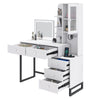 Dressing Table with Cabinet, LED Light, USB Ports, 5 Drawers, for Bedroom