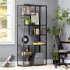 Industrial Ladder Shelf, 6 Tier Bookshelf, Display Rack for Living Room Brown
