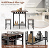 3 Piece Dining Table Set Extendable Kitchen Table Folding Breakfast Table