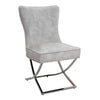 Set of 2 Velvet Dining Chairs with Buttoned Back Upholstered Seat Chorme Legs