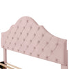 Double Size Bed 4ft6 Velvet Upholstered Slatted Bed Frame with Headboard Pink