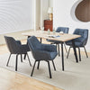 2x Blue Swivel Dining Chairs Faux Leather Padded Seat Dining Room Chair Modern