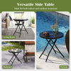 Folding Glass Table Backyard Heavy-Duty Steel Patio Coffee Table-Black