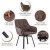 2x Brown Dining Chairs Swivel Faux Leather Padded Seat Dining room Modern