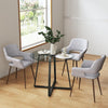 Modern Clear/Black Glass Round Dining Table With Metal Legs Kitchen Furniture