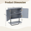 Bathroom Space Saving Storage Cabinet w/ Double Doors-Grey